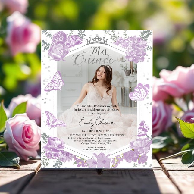 Lámina Mis Quince Foto Presupuesto Invitación Lavender Fl (Subido por el creador)