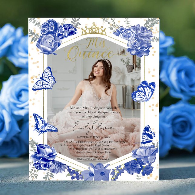 Lámina Mis Quince Foto presupuesto Invitación Royal Blue (Subido por el creador)