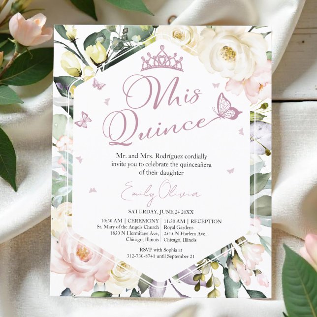 Lámina Mis Quince | Invitación a la Quinceañera floral (Subido por el creador)