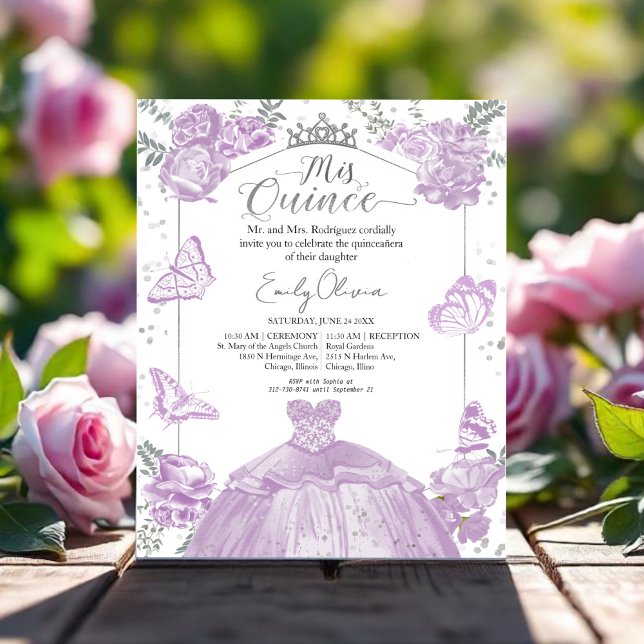 Lámina Mis Quince Presupuesto Invitación Lavanda Vestido  (Subido por el creador)