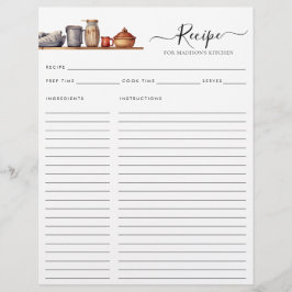 Lámina Moda Acuarela Cocina Shelf Pots Receta de utensili