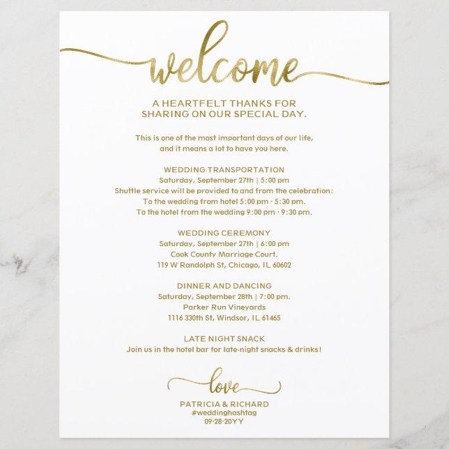 Lámina Moda asequible caligrafía Boda Itinerario (Anverso)