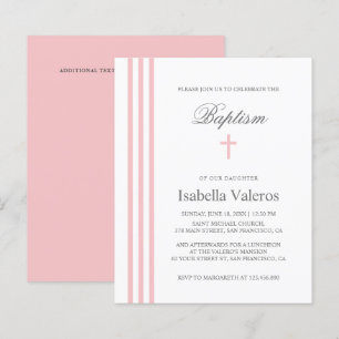 Lámina Moda BAPTISM Cruz rosa pastel a rayas verticales