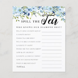 Lámina Moda Blue Floral Spill the Tea Bridal Shower Game