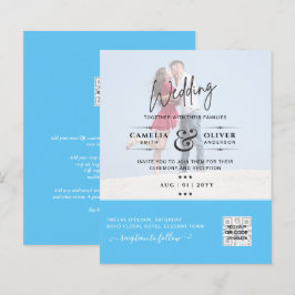 Lámina Moda Blue Photo Wedding Invitar código QR Guardar 