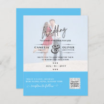 Moda Blue Photo Wedding Invitar código QR Guardar 
