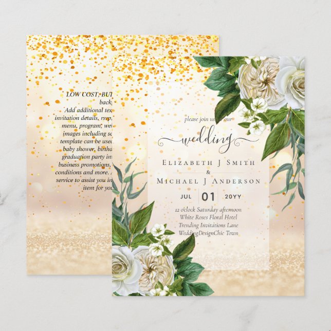 Lámina MODA BODA de Invitaciones a BLANCOS DE PRESUPUESTO (Anverso / Reverso)