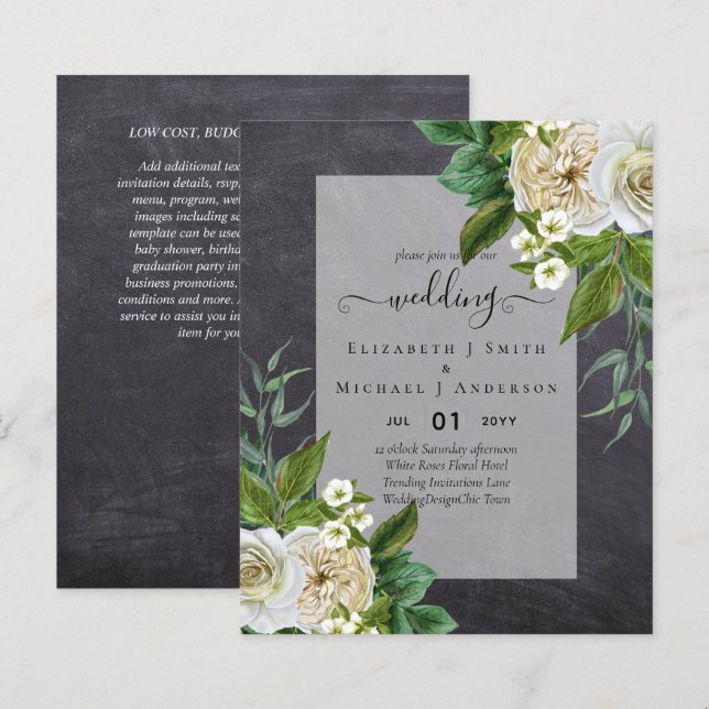 Lámina MODA BODA de Invitaciones a BLANCOS DE PRESUPUESTO (Anverso / Reverso)