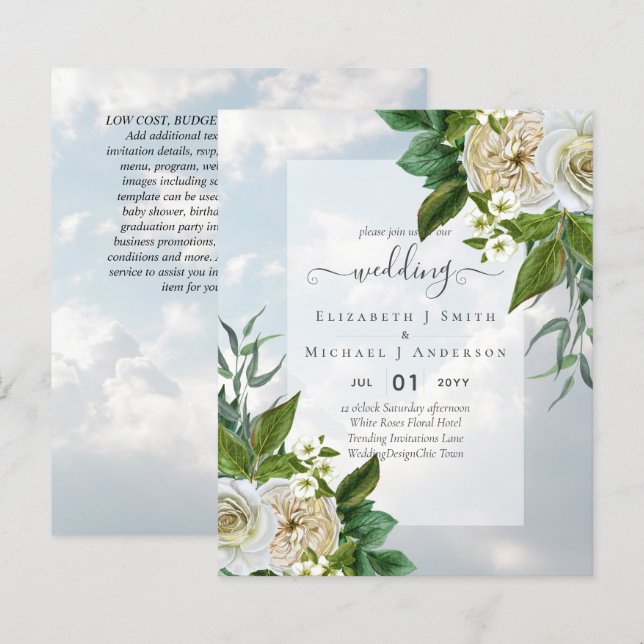 Lámina MODA BODA de Invitaciones a BLANCOS DE PRESUPUESTO (Anverso / Reverso)