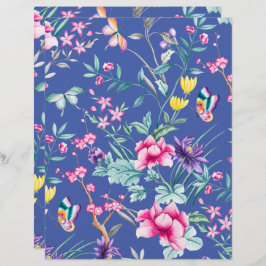 Lámina Moda bohemia Patrón floral Papel de cuadernillo az