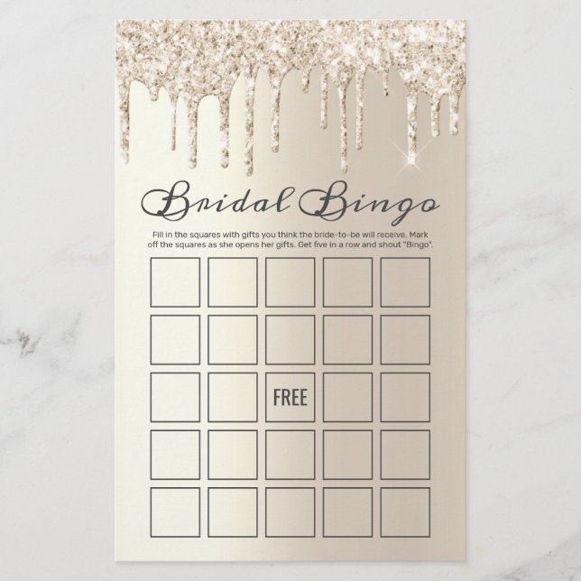 Lámina Moda Champagne Driving Purpurina Bridal Bingo Jueg (Anverso)