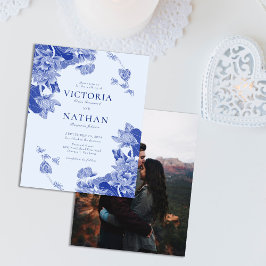 Lámina Moda Chinoiserie floral azul presupuesto Boda de f