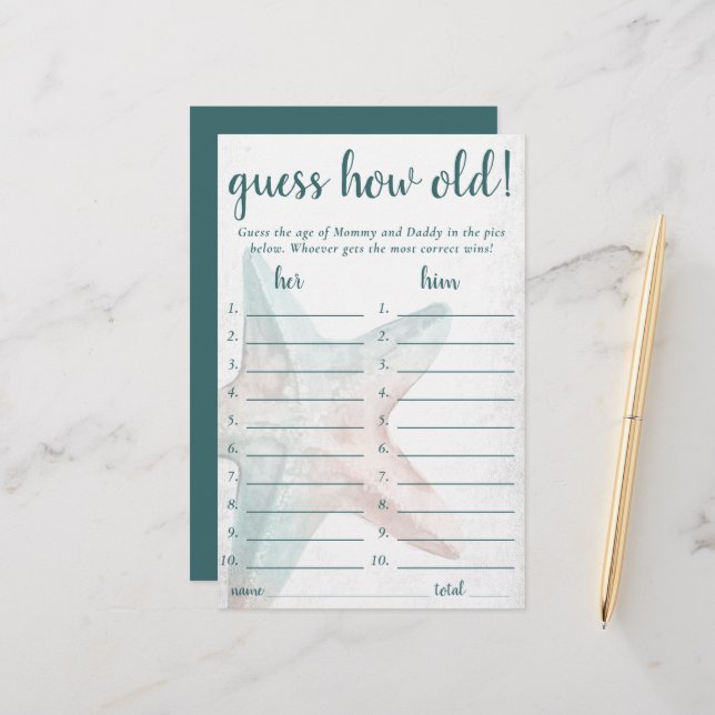 Lámina Moda costera | Verde azulados Starfish Adivina Cóm (Anverso/Reverso In Situ)