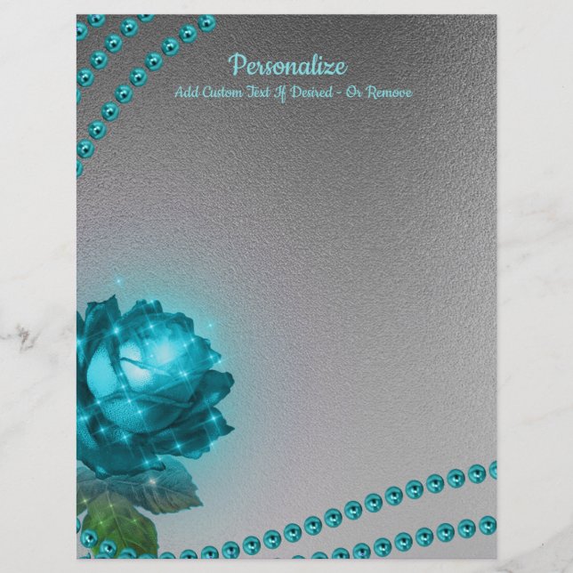Lámina Moda de Perlas Rosas de Cristal Azul Elegante y Ro (Anverso)
