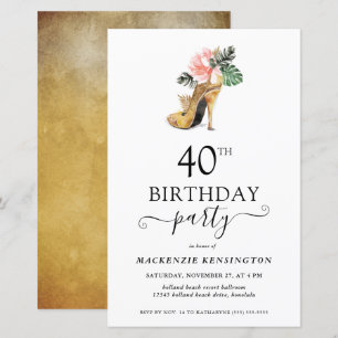 Lámina Moda de presupuesto Oro Floral Alta tacones 40 cum