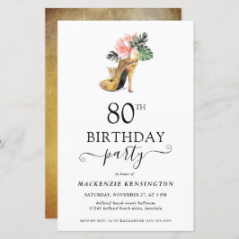 Lámina Moda de presupuesto Oro Floral Alta tacones 80 cum