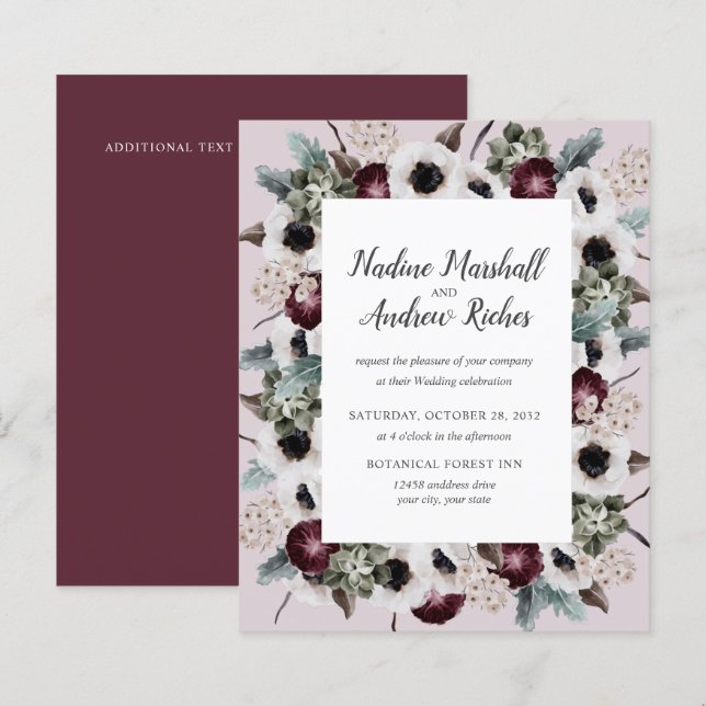 Lámina Moda de presupuesto Plum Ivory Sage Boda de marco  (Anverso / Reverso)
