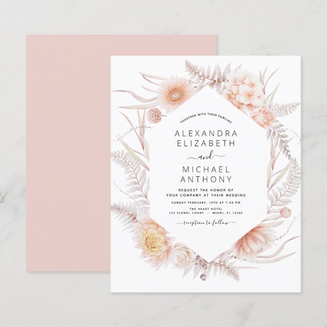 Lámina Moda del Boho presupuestal Boda del desierto rosa  (Anverso / Reverso)