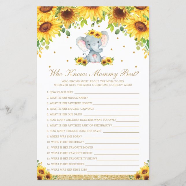 Lámina Moda Elefante de Girasol que conoce a mamá mejor j (Anverso)