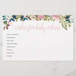 Lámina Moda Floral Boho Baby Shower Juego Deseos para el 