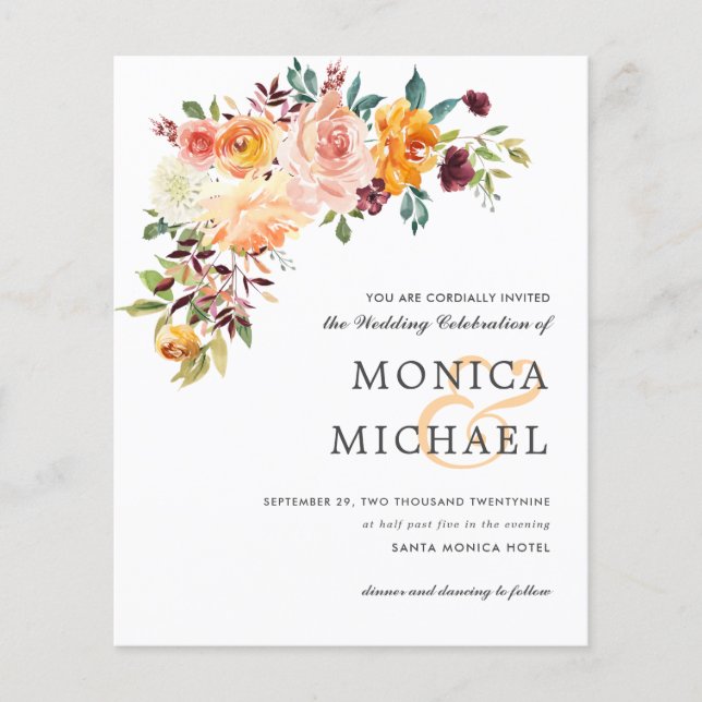 Lámina MODA floral de Borgoña Boda (Anverso)