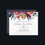 Lámina Moda floral de presupuesto invitación a la fiesta<br><div class="desc">Moderna moda rústica de boho 21ª cumpleaños adulto BUDGET plantilla de invitación de fiesta asequible con un moderno guión de tipografía totalmente editable y ramos de flores bohemias de color morado rojo de la marina borrosa y un círculo metálico redondo de cobre de oro metálico POR FAVOR LEA ESTO ANTES...</div>