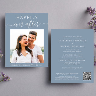 Lámina Moda Foto Código QR Invitación a la boda azul turb