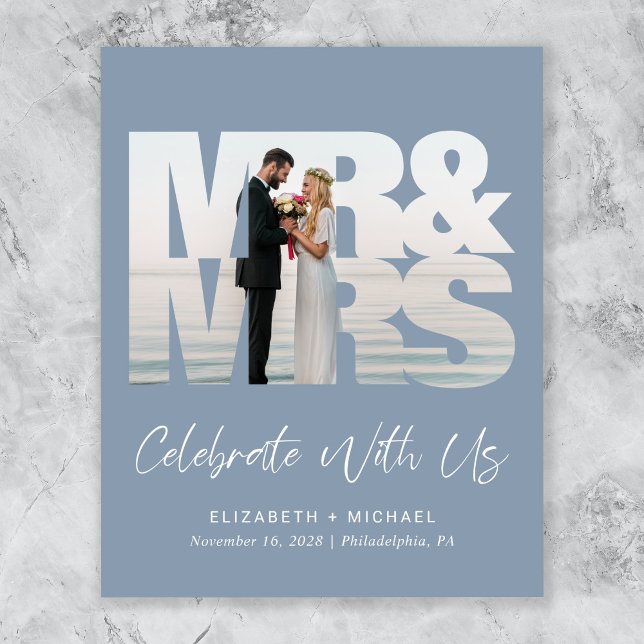 Lámina Moda Foto Dusty Blue Wedding Invitación a la recep (Subido por el creador)