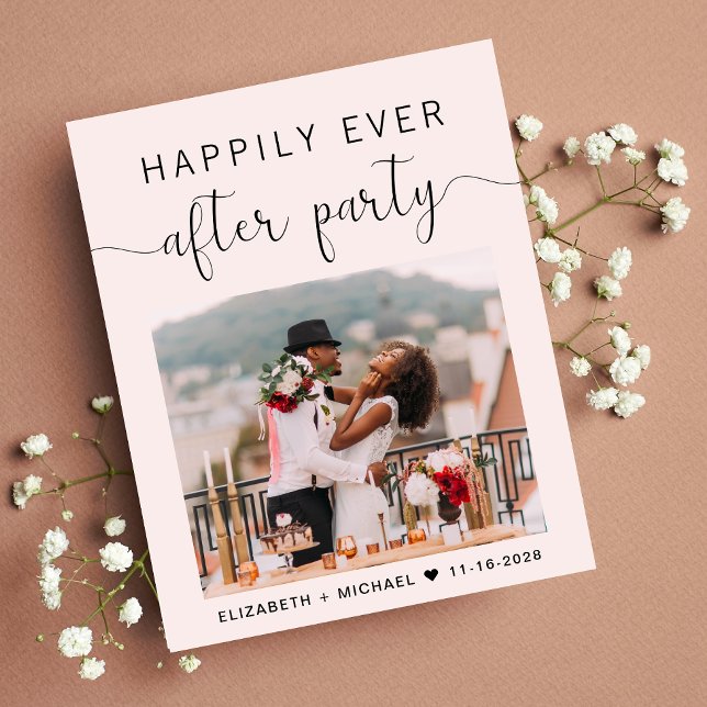 Lámina Moda Foto Invitación a la recepción de boda rosada (Subido por el creador)