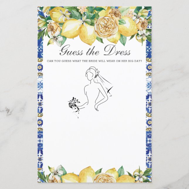 Lámina Moda Limón verde adivina juego de novias (Anverso)