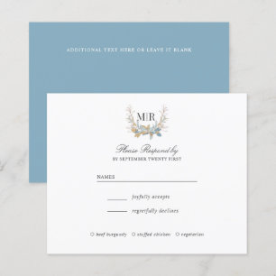 Lámina Moda Monograma Escudo Oro y Boda azul RSVP