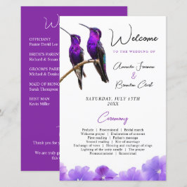 Lámina Moda Morado Hummingbirds y Petales Boda