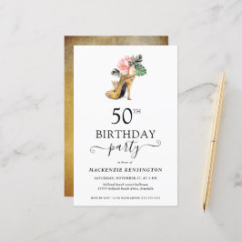 Lámina Moda Presupuesto Oro Floral Talones altos 50 cumpl