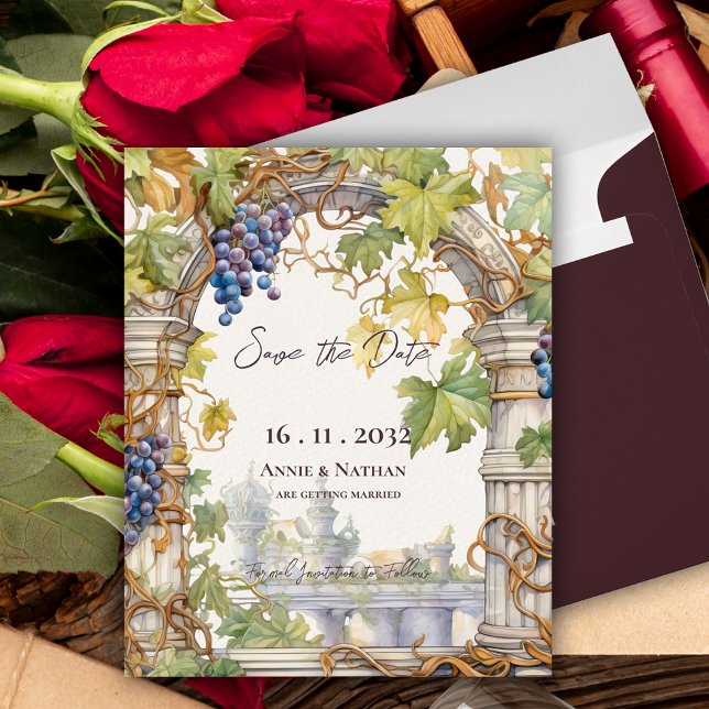 Lámina Moda Rústica Boda de Vino Grapevine Salva la Fecha (Rustic Chic Grapevine-Inspired Winery Wedding Save the Date)