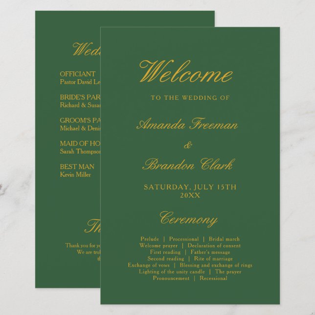 Lámina Moda Sage Green y Gold Elegant Wedding (Anverso / Reverso)