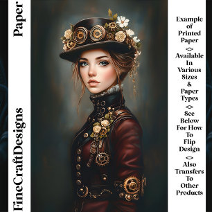 Lámina Moda Steampunk Woman Portrait CJ3 Scrapbook Paper