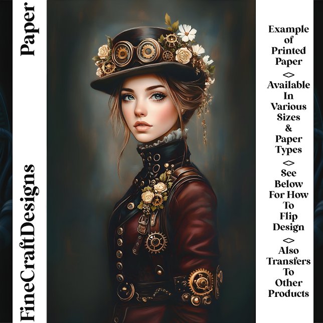 Lámina Moda Steampunk Woman Portrait CJ3 Scrapbook Paper (Subido por el creador)