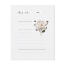Moda White Rose Lined Stationery Diario Note Paper