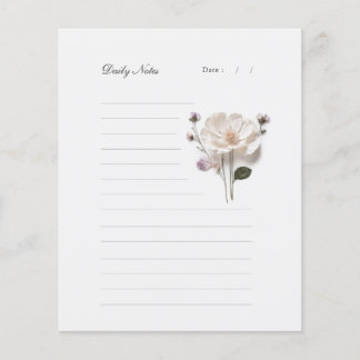 Lámina Moda White Rose Lined Stationery Diario Note Paper