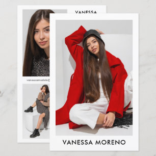 Lámina Modelo de Actor Comp Card 4 Foto 2 Volante Blanco 