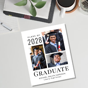 Lámina Modern 3 Photo Budget Graduation Announcement