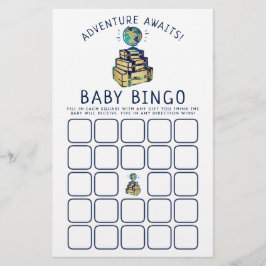 Lámina Modern Adventure Travel Globe Baby Shower Bingo