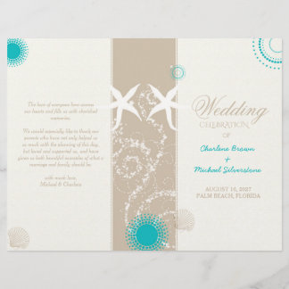 Lámina Modern Beach Wedding Celebration Bi Fold Program