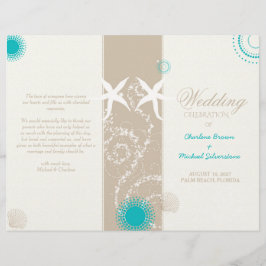 Lámina Modern Beach Wedding Celebration Bi Fold Program