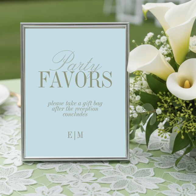 Lámina Modern Blue Citrus Wedding Favor Take One Sign (Modern Blue Citrus Wedding Favor Take One Sign)