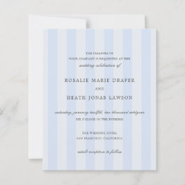 Lámina Modern Blue Stripes Elegant Budget Wedding Invite
