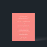 Lámina Modern Bold Vibrant Coral Wedding Invitation<br><div class="desc">This design is part of a bold and vibrant coral wedding invitation suite featuring elegant typography and a clean, modern layout. The rich coral hue creates a warm, eye-catching statement while maintaining a refined and timeless feel. Perfect for couples seeking a fresh, contemporary design with a lively yet sophisticated color...</div>