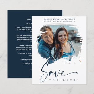 Lámina Modern Brushstoke Photo Engaged Couple for Wedding