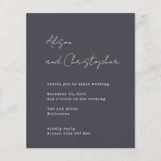 Lámina Modern Charcoal Elegant Script Wedding Invitation