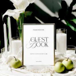 Lámina Modern Elegant Black & White Guest Book Sign